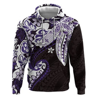 Monstera Plumeria Flowers Purple Zip Hoodie Polynesian Pattern LT01 Pullover Hoodie Purple - Polynesian Pride