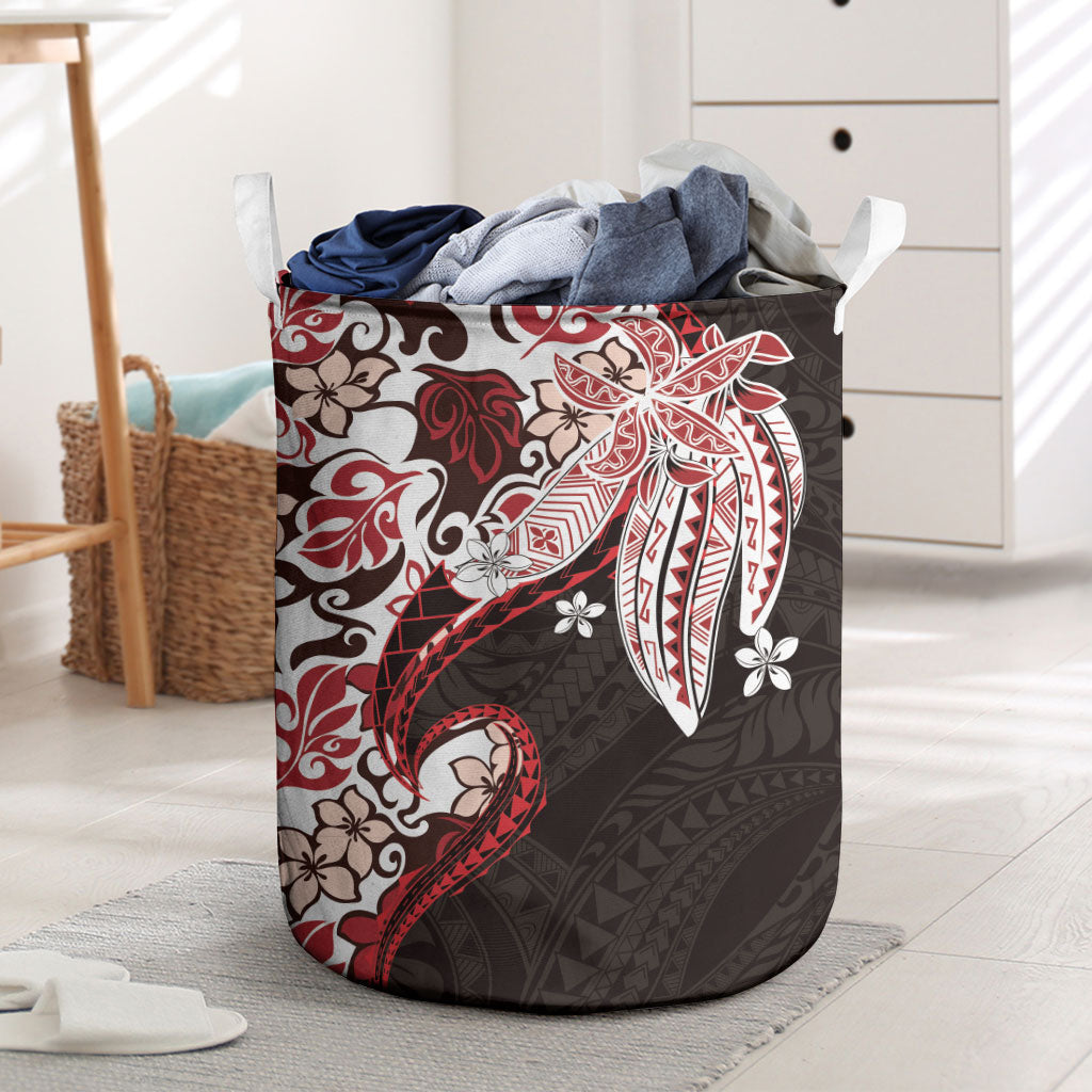 Monstera Plumeria Flowers Red Laundry Basket Polynesian Pattern LT01 Red - Polynesian Pride