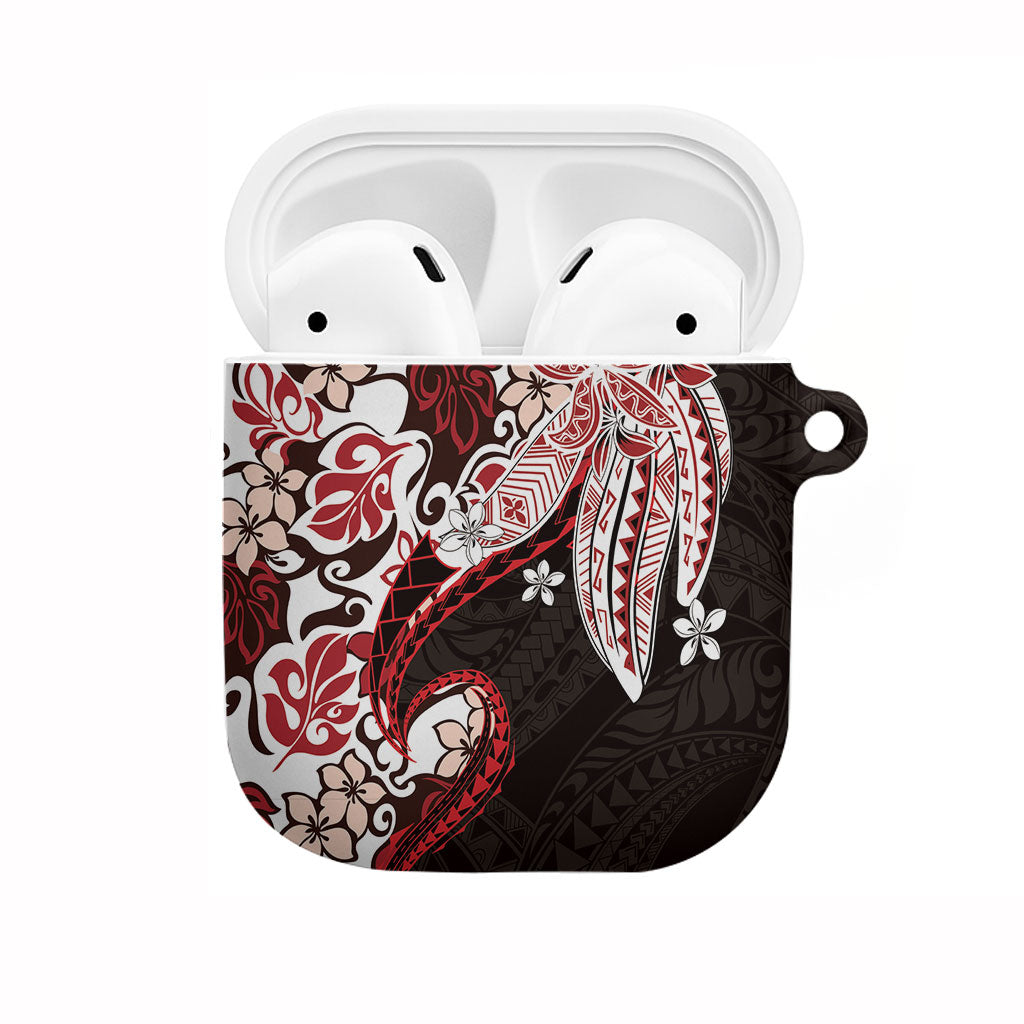 Monstera Plumeria Flowers Red AirPods Case Polynesian Pattern LT01 Red - Polynesian Pride