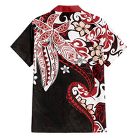 Monstera Plumeria Flowers Red Family Matching Off The Shoulder Long Sleeve Dress and Hawaiian Shirt Polynesian Pattern