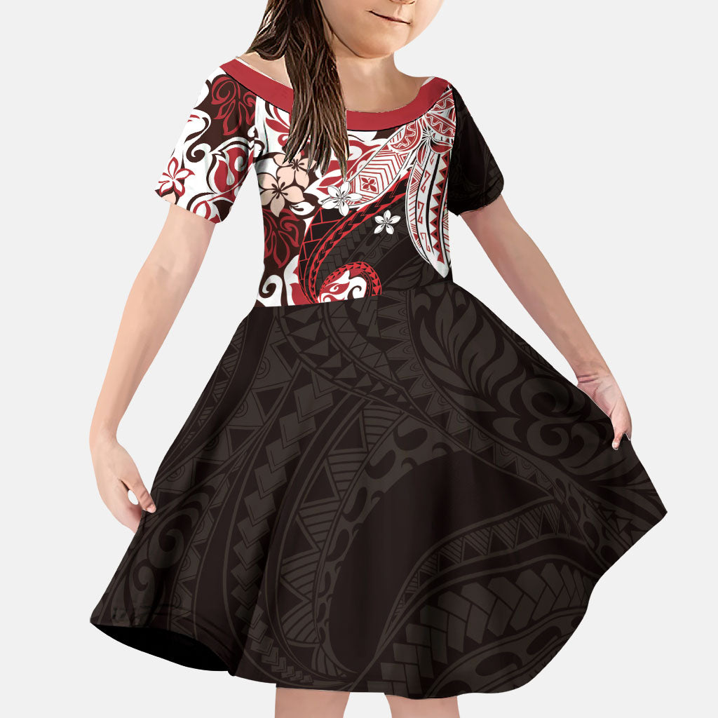 Monstera Plumeria Flowers Red Family Matching Summer Maxi Dress and Hawaiian Shirt Polynesian Pattern