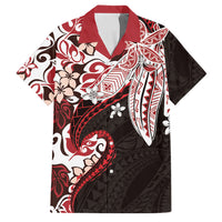 Monstera Plumeria Flowers Red Family Matching Summer Maxi Dress and Hawaiian Shirt Polynesian Pattern