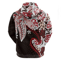 Monstera Plumeria Flowers Red Hoodie Polynesian Pattern LT01 - Polynesian Pride