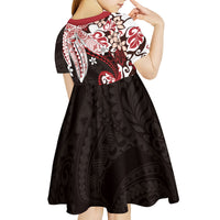 Monstera Plumeria Flowers Red Kid Short Sleeve Dress Polynesian Pattern LT01 - Polynesian Pride