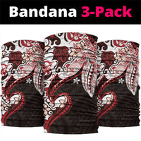 Monstera Plumeria Flowers Red Neck Gaiter Polynesian Pattern