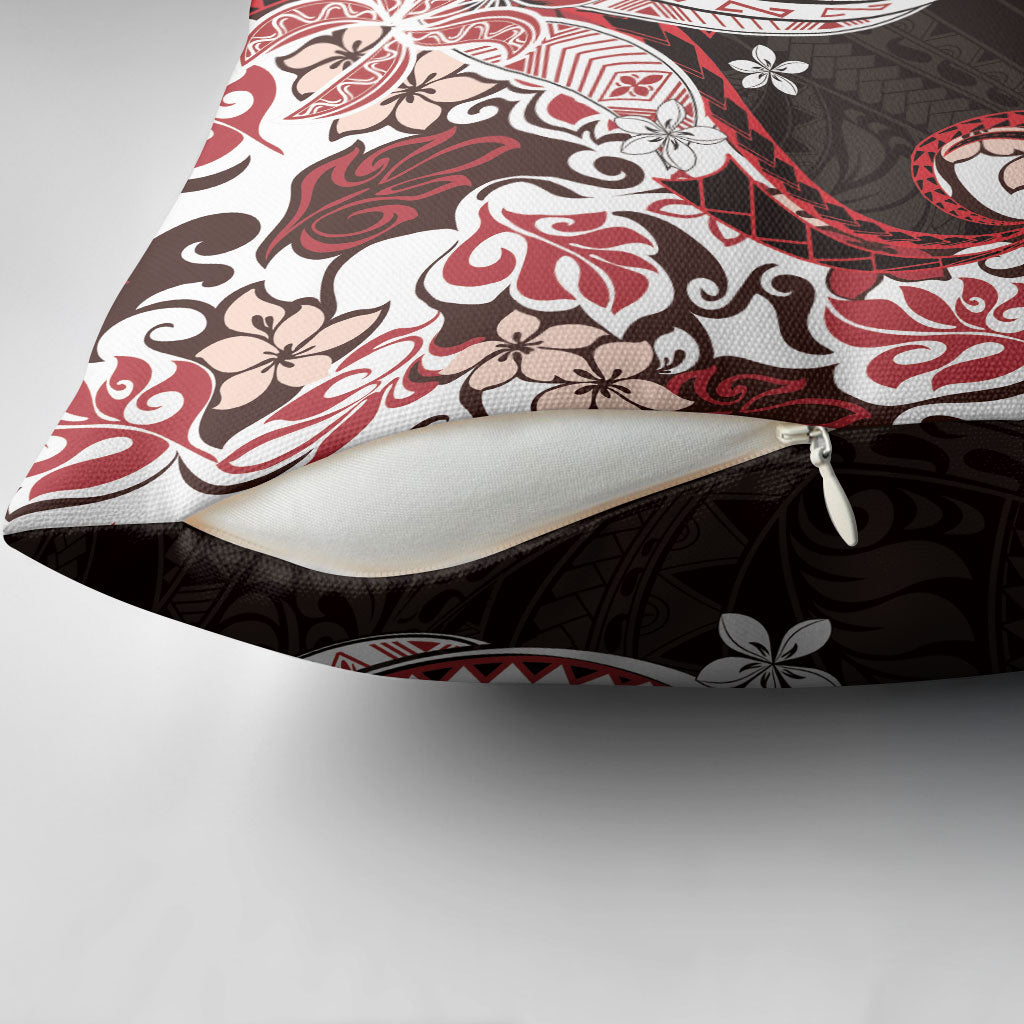 Monstera Plumeria Flowers Red Pillow Cover Polynesian Pattern LT01 - Polynesian Pride