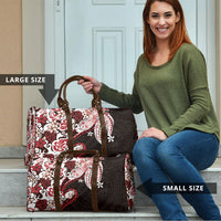 Monstera Plumeria Flowers Red Travel Bag Polynesian Pattern