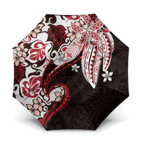 Monstera Plumeria Flowers Red Umbrella Polynesian Pattern