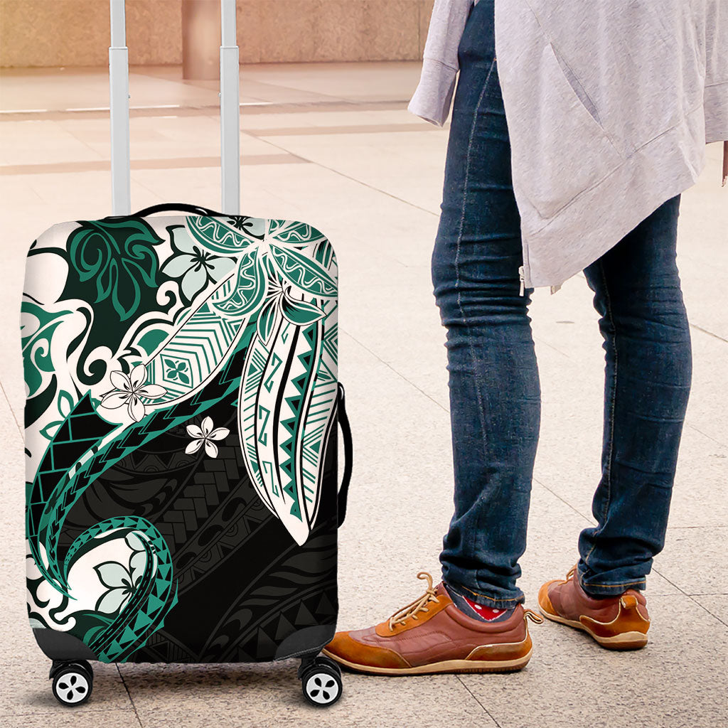 Monstera Plumeria Flowers Teal Luggage Cover Polynesian Pattern LT01 Teal - Polynesian Pride