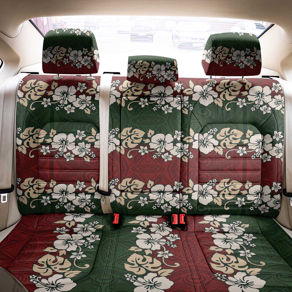 Hawaiian Hibiscus Christmas Color Back Car Seat Cover Unique LT01 - Polynesian Pride