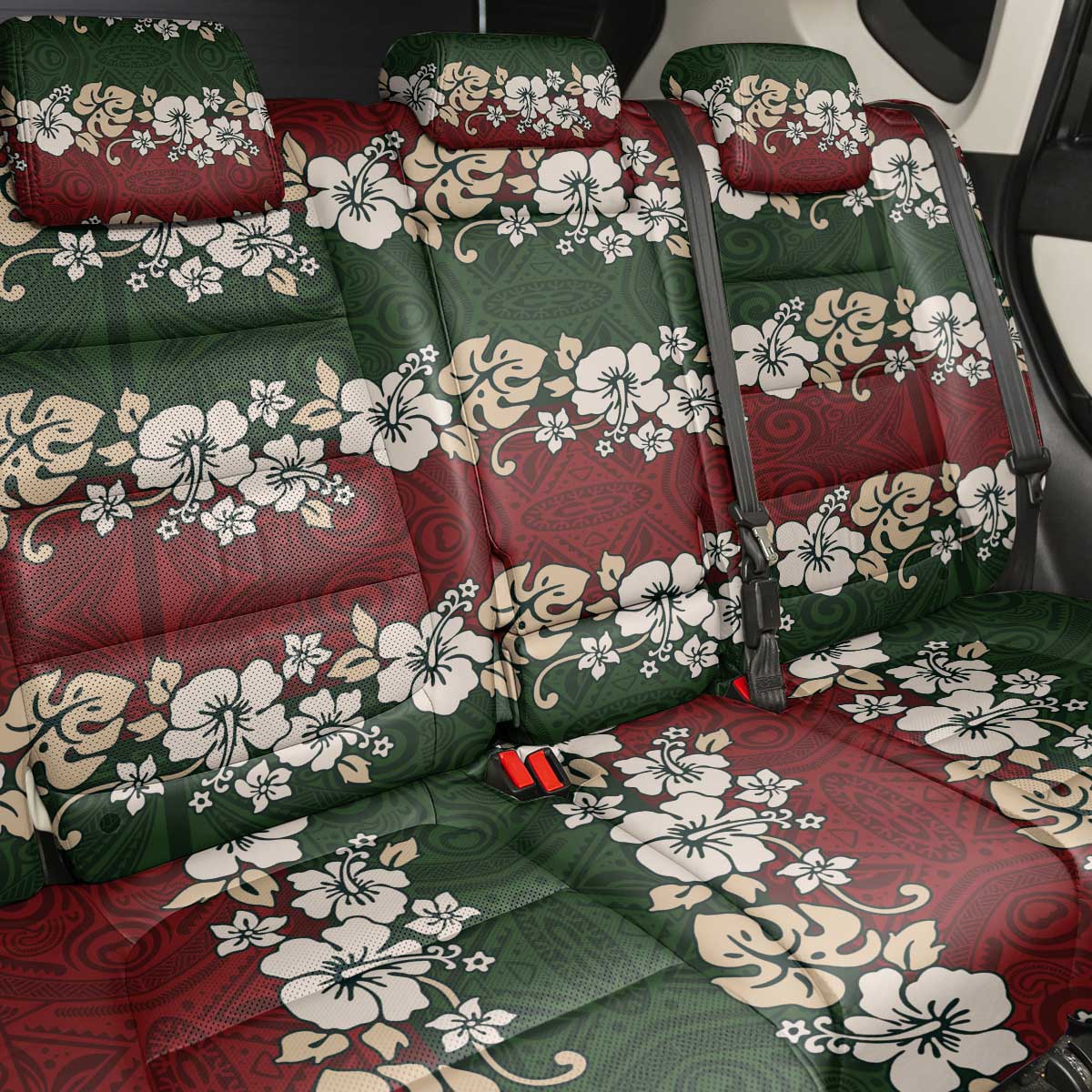 Hawaiian Hibiscus Christmas Color Back Car Seat Cover Unique LT01 - Polynesian Pride