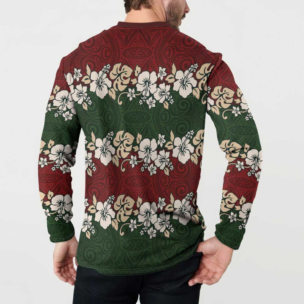Hawaiian Hibiscus Christmas Color Button Sweatshirt Unique