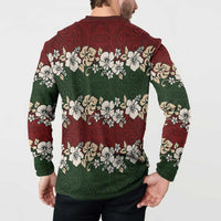 Hawaiian Hibiscus Christmas Color Button Sweatshirt Unique