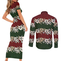 Hawaiian Hibiscus Christmas Color Couples Matching Short Sleeve Bodycon Dress and Long Sleeve Button Shirt Unique LT01 - Polynesian Pride