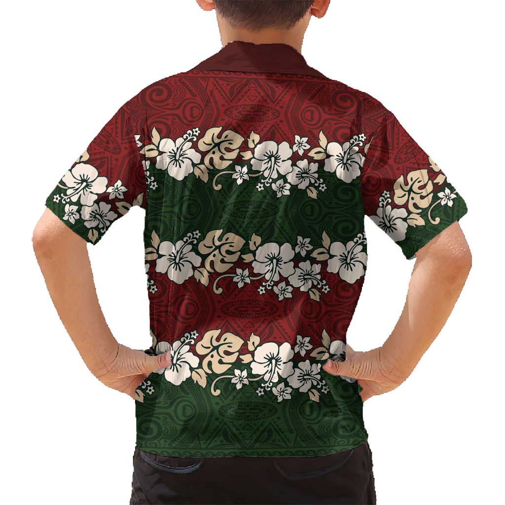 Hawaiian Hibiscus Christmas Color Family Matching Tank Maxi Dress and Hawaiian Shirt Unique LT01 - Polynesian Pride