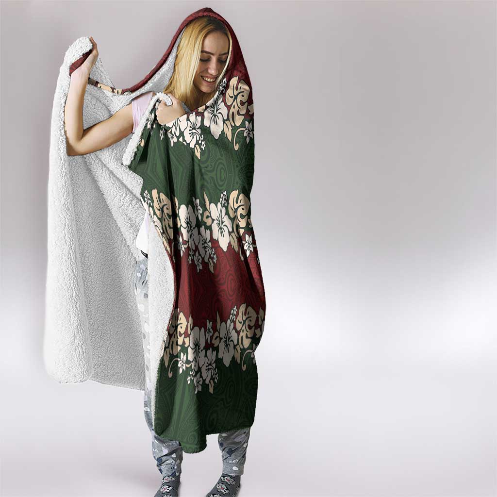 Hawaiian Hibiscus Christmas Color Hooded Blanket Unique