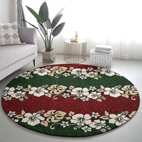 Hawaiian Hibiscus Christmas Color Round Carpet Unique LT01 - Polynesian Pride