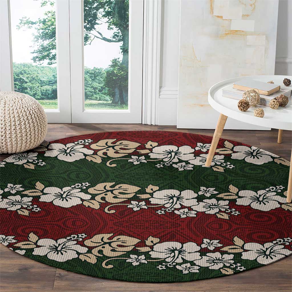 Hawaiian Hibiscus Christmas Color Round Carpet Unique LT01 - Polynesian Pride