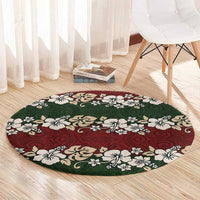 Hawaiian Hibiscus Christmas Color Round Carpet Unique LT01 - Polynesian Pride