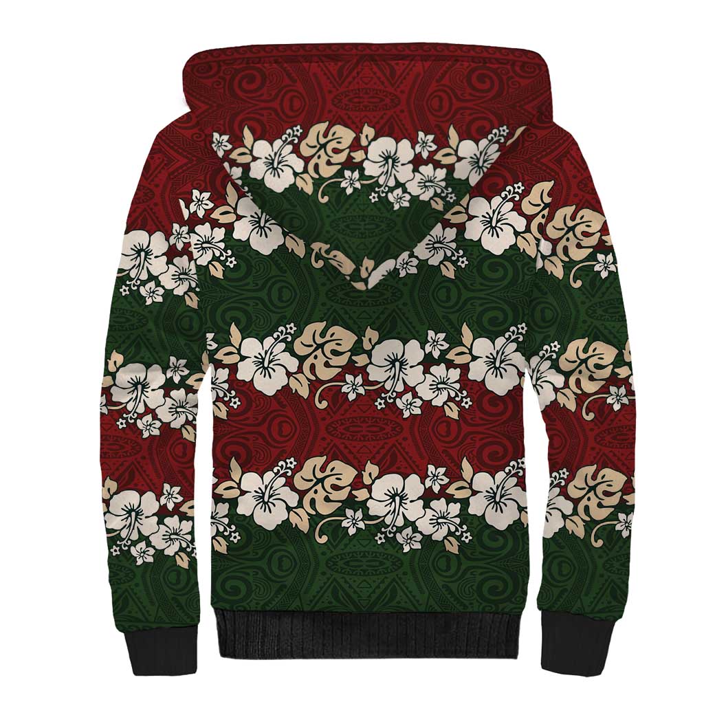 Hawaiian Hibiscus Christmas Color Sherpa Hoodie Unique