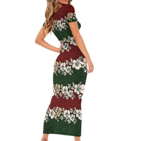 Hawaiian Hibiscus Christmas Color Short Sleeve Bodycon Dress Unique LT01 - Polynesian Pride