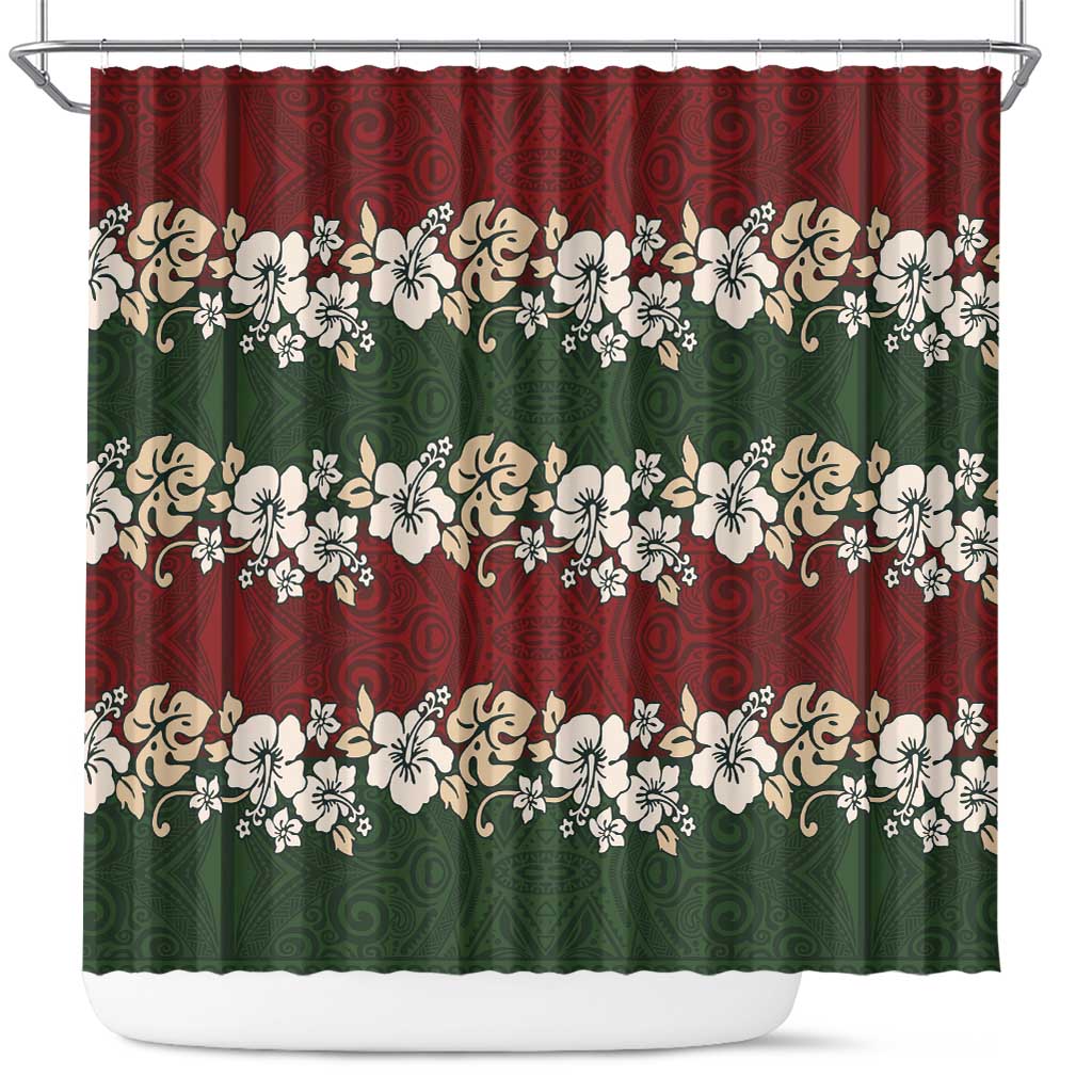 Hawaiian Hibiscus Christmas Color Shower Curtain Unique LT01 Red - Polynesian Pride