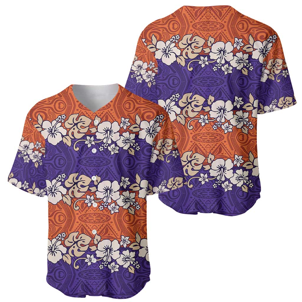 Hawaiian Hibiscus Baseball Jersey Orange and Purple Unique LT01 - Polynesian Pride