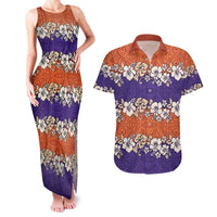 Hawaiian Hibiscus Couples Matching Tank Maxi Dress and Hawaiian Shirt Orange and Purple Unique LT01 Orange - Polynesian Pride
