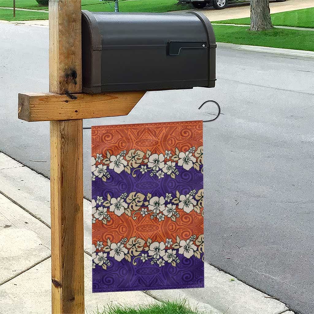 Hawaiian Hibiscus Garden Flag Orange and Purple Unique