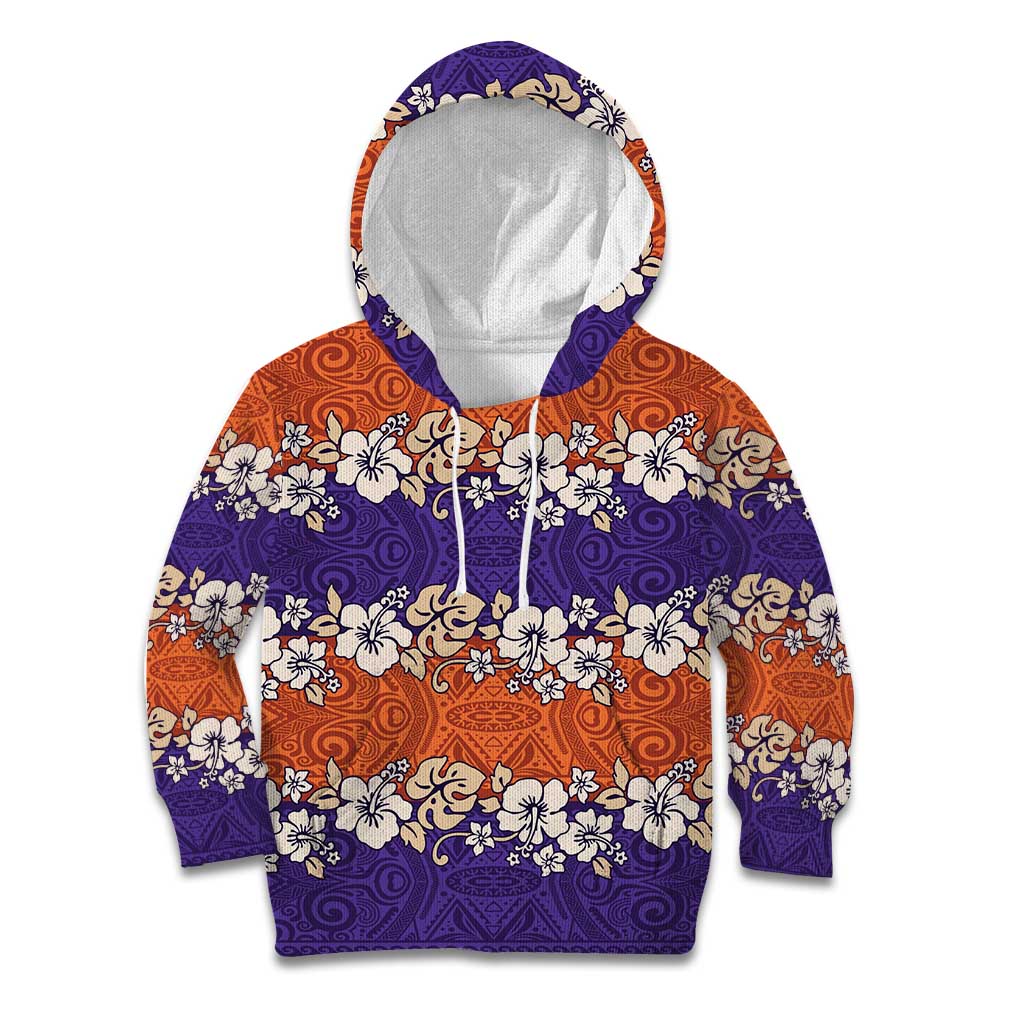 Hawaiian Hibiscus Kid Hoodie Orange and Purple Unique LT01 Hoodie Orange - Polynesian Pride