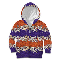 Hawaiian Hibiscus Kid Hoodie Orange and Purple Unique