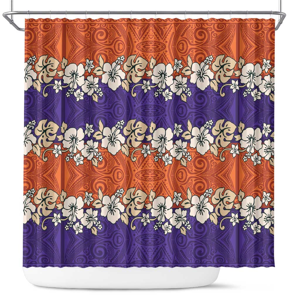 Hawaiian Hibiscus Shower Curtain Orange and Purple Unique LT01 Orange - Polynesian Pride