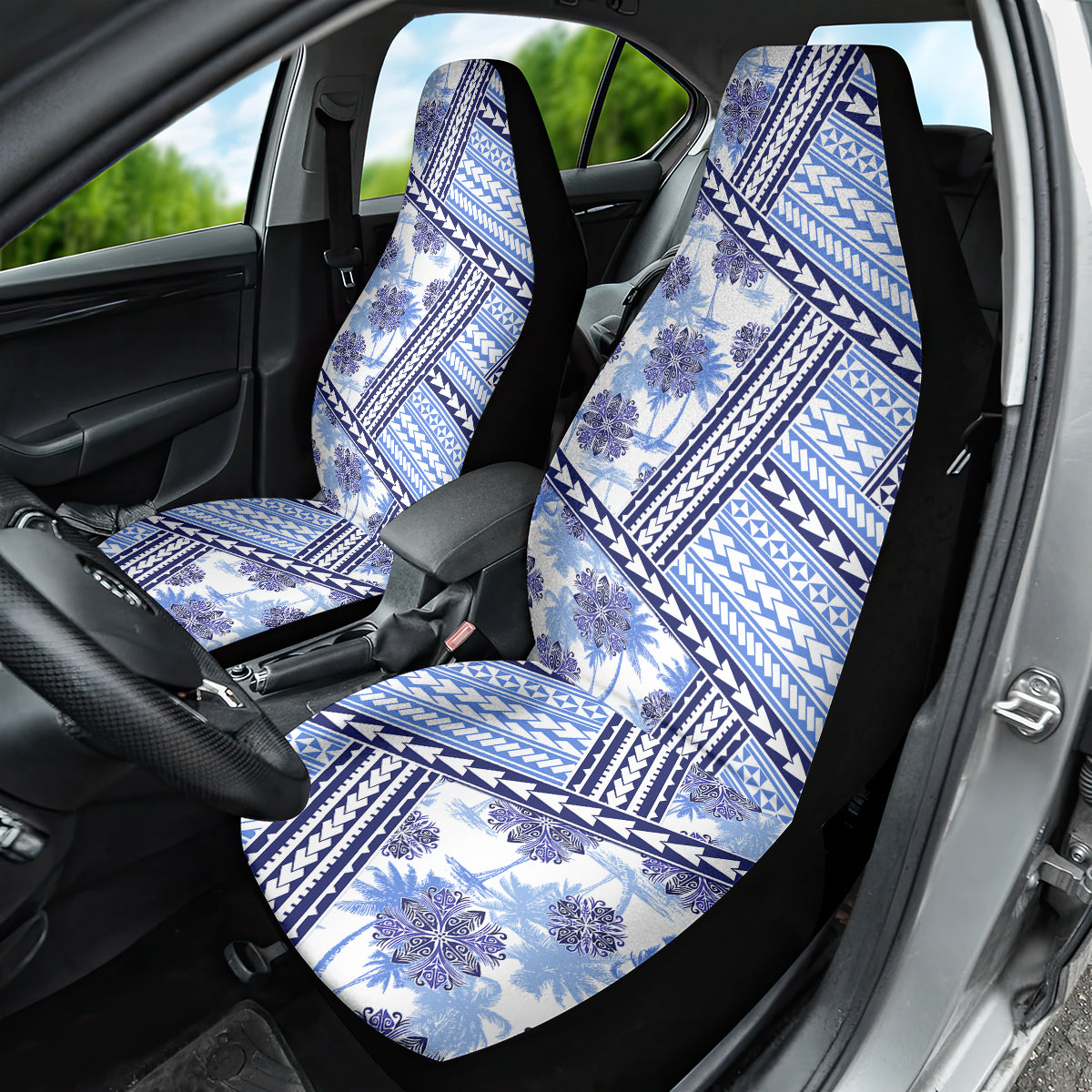 Hawaii Quilt Car Seat Cover Kakau Polynesian Pattern Blue Version LT01 - Polynesian Pride