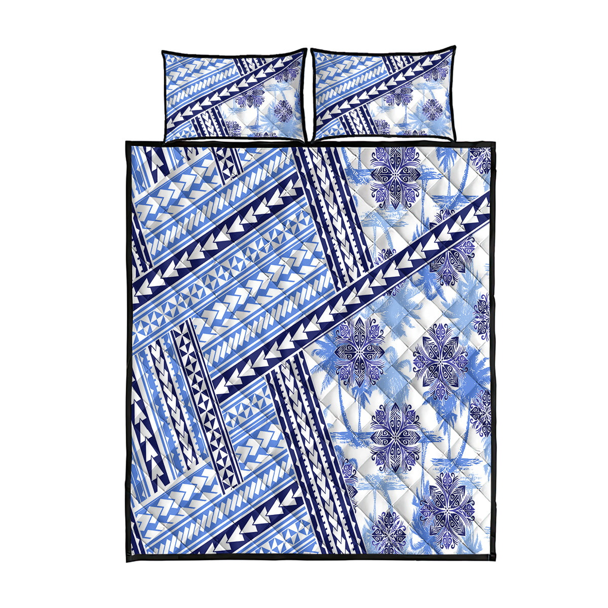 Hawaii Quilt Quilt Bed Set Kakau Polynesian Pattern Blue Version LT01 Blue - Polynesian Pride