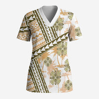 Hawaii Quilt Scrub Top Kakau Polynesian Pattern Gold Version - Polynesian Pride
