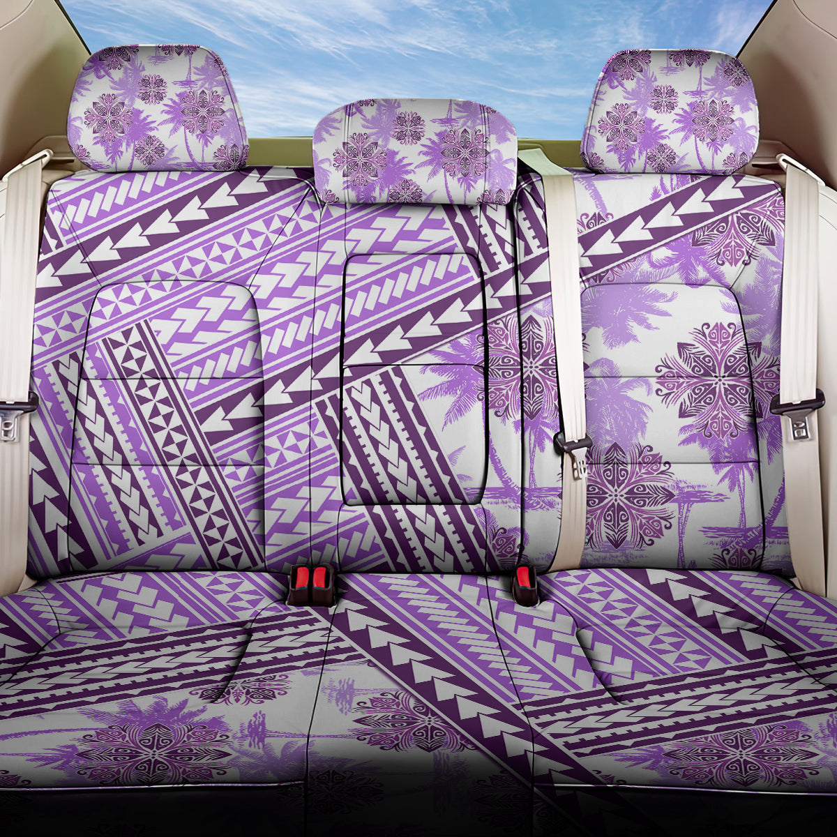 Hawaii Quilt Back Car Seat Cover Kakau Polynesian Pattern Lilac Version LT01