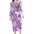 Hawaii Quilt Long Sleeve Bodycon Dress Kakau Polynesian Pattern Lilac Version LT01 Long Dress Purple - Polynesian Pride