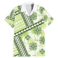 Hawaii Quilt Family Matching Mermaid Dress and Hawaiian Shirt Kakau Polynesian Pattern Olive Green Version LT01 Dad's Shirt - Short Sleeve Green - Polynesian Pride