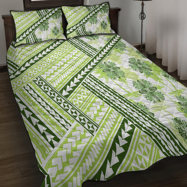 Hawaii Quilt Bed Set Hawaiian Map Kakau Style Gold