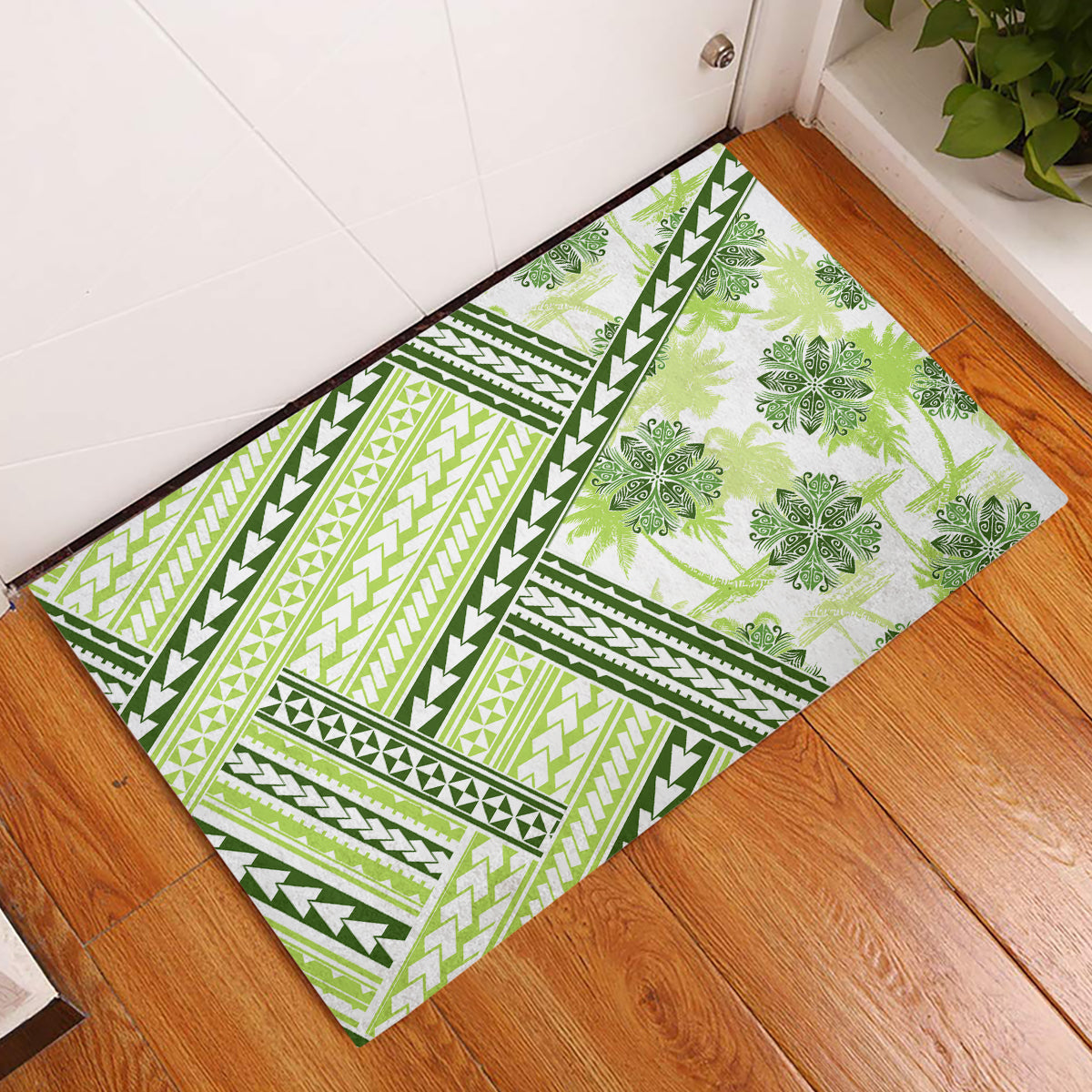 Hawaii Quilt Rubber Doormat Kakau Polynesian Pattern Olive Green Version LT01 Green - Polynesian Pride
