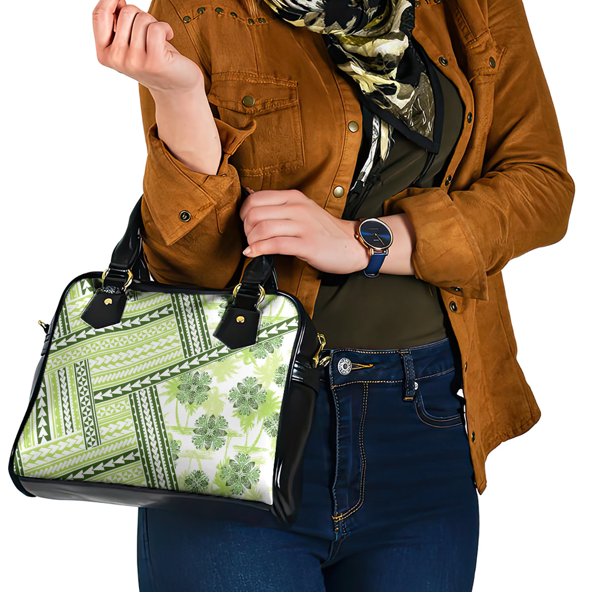 Hawaii Quilt Shoulder Handbag Kakau Polynesian Pattern Olive Green Version LT01 - Polynesian Pride