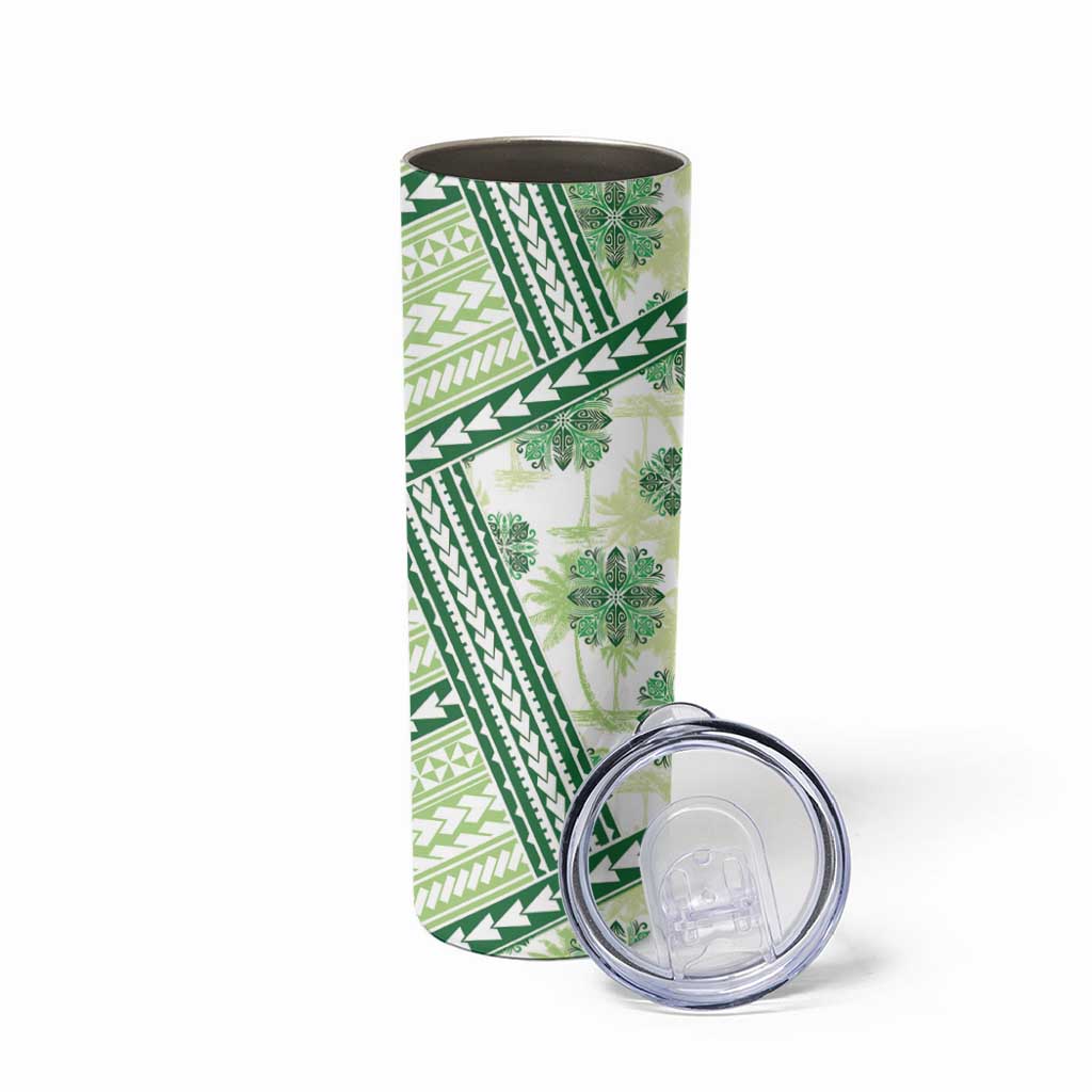 Hawaii Quilt Skinny Tumbler Kakau Polynesian Pattern Olive Green Version