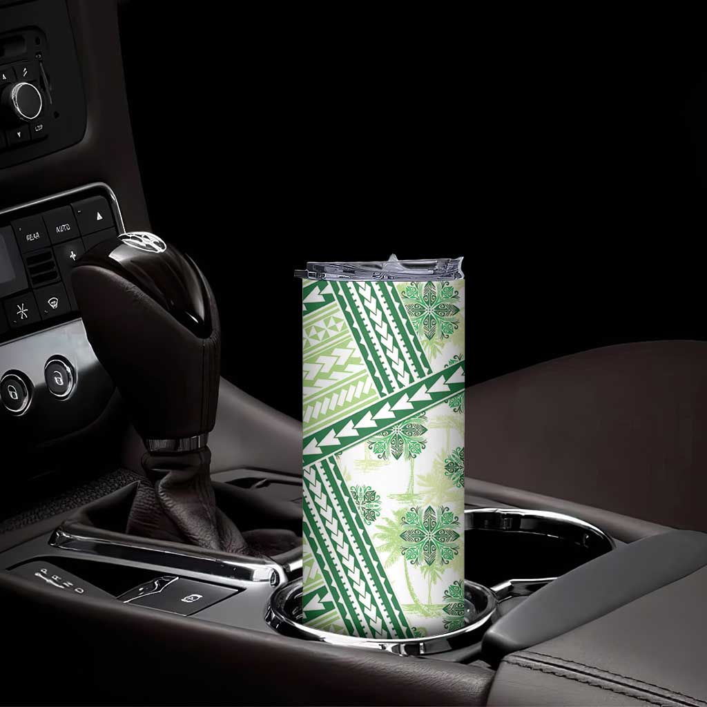 Hawaii Quilt Skinny Tumbler Kakau Polynesian Pattern Olive Green Version