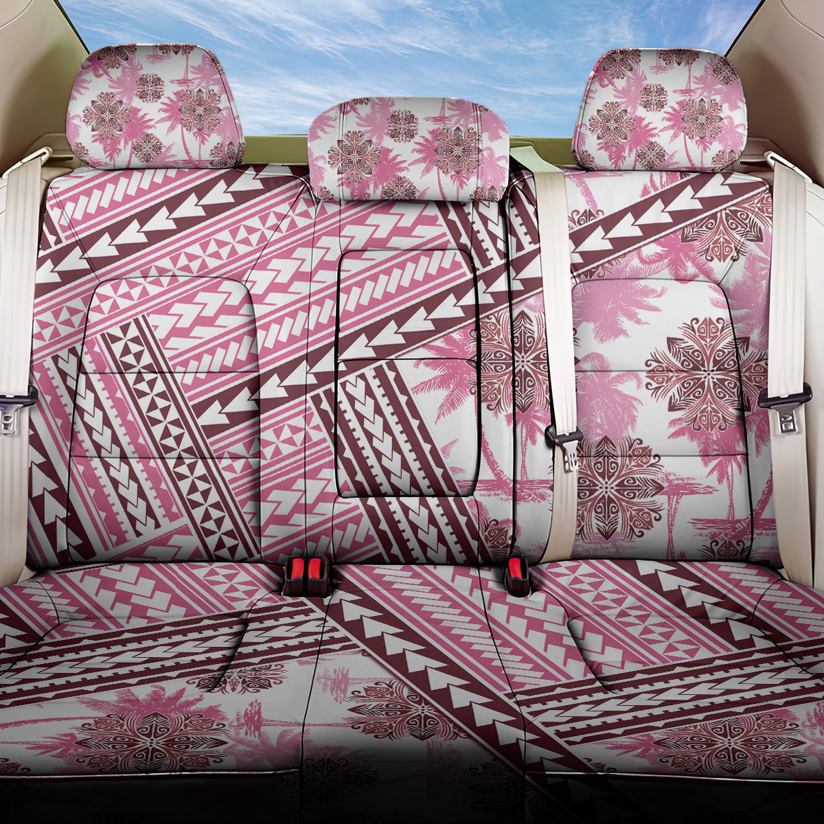 Hawaii Quilt Back Car Seat Cover Kakau Polynesian Pattern Mauve Pink Version LT01