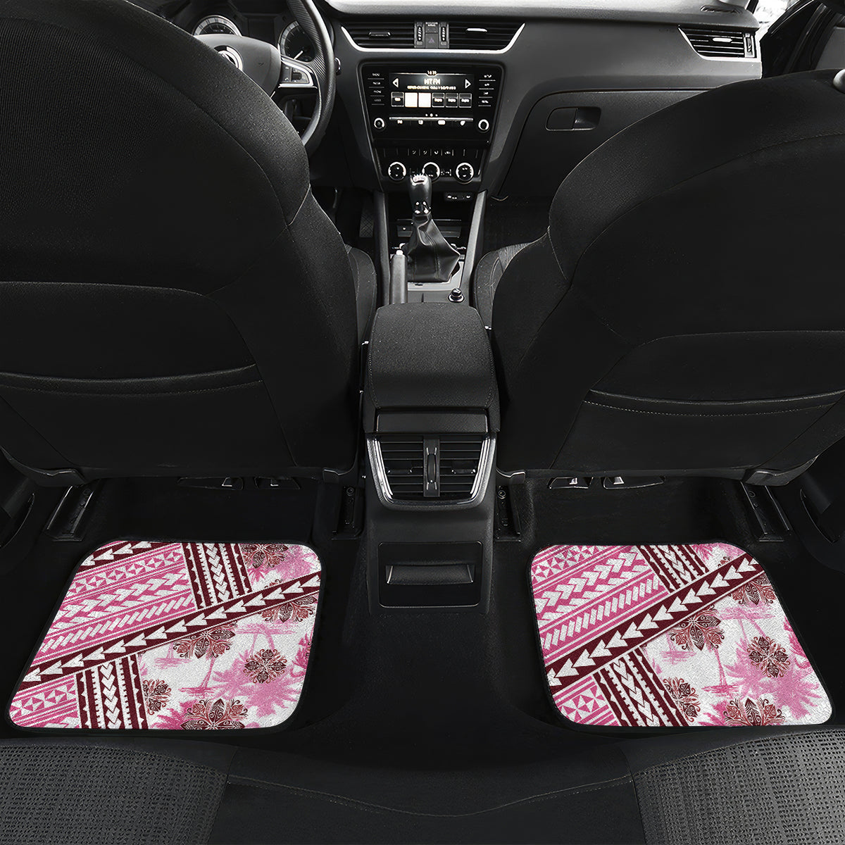 Hawaii Quilt Car Mats Kakau Polynesian Pattern Mauve Pink Version LT01 - Polynesian Pride