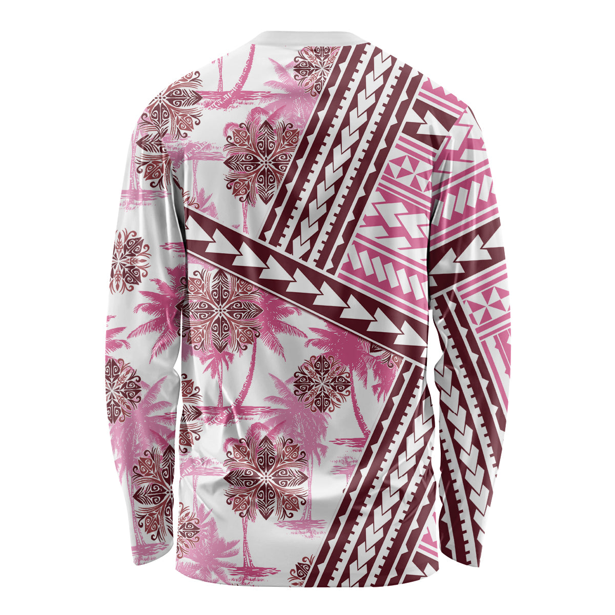 Hawaii Quilt Long Sleeve Shirt Kakau Polynesian Pattern Mauve Pink Version LT01 - Polynesian Pride