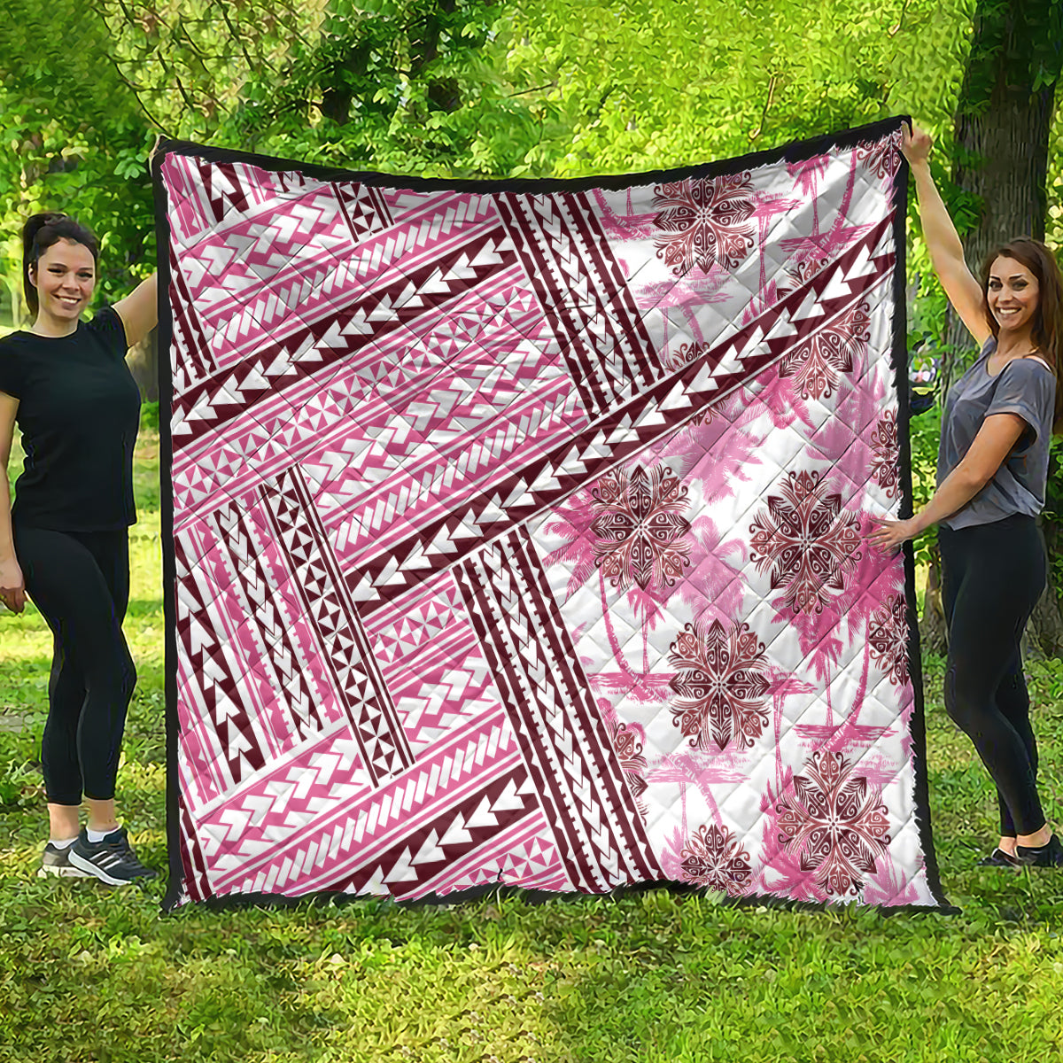 Hawaii Quilt Quilt Kakau Polynesian Pattern Mauve Pink Version LT01 - Polynesian Pride