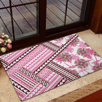 Hawaii Quilt Rubber Doormat Kakau Polynesian Pattern Mauve Pink Version LT01 - Polynesian Pride