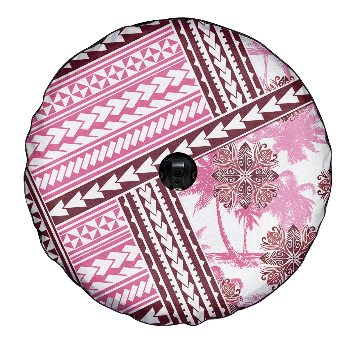 Hawaii Quilt Spare Tire Cover Kakau Polynesian Pattern Mauve Pink Version LT01 - Polynesian Pride