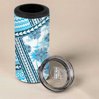 Hawaii Quilt 4 in 1 Can Cooler Tumbler Kakau Polynesian Pattern Sky Blue Version